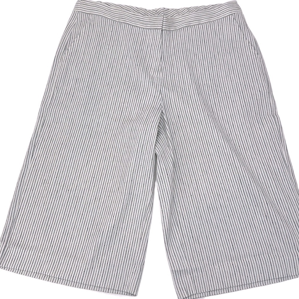 Monterey Bay Linen Blend Wide Leg Capri Gouchos Size 16 Striped Print‎ Stretch